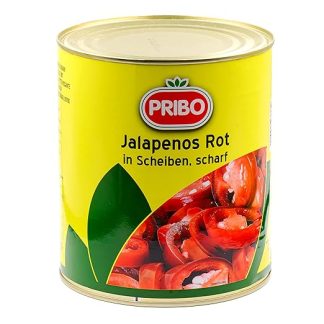 HYMOR JALAPENOS RED - 1 x 1.7 kg - inlaid in tin and sliced, fiery hot jalapeño peppers, from PRIBO, jalapeno peppers, for nachos, enchiladas, tacos, burritos, pizza