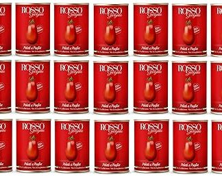 24 x Rosso Gargano Peeled Tomatoes from Apulia Italian Tin with 400 g + Italian Gourmet Polpa 400 g