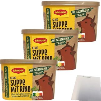 Maggi Clear Soup with Beef for 16 Litres Pack of 3 (3 x 288 g Pack) + usy Block