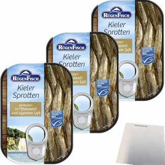 usy Bundle for Rügenfish Kieler Sprats Pack of 3 (3 x 106 g Tub) + usy Block