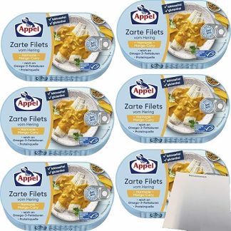 Appel Delicate Fillets of Herring Harmony Mango Curry Pack of 6 (6 x 200 g Tub) + usy Block