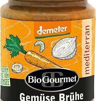 BioGourmet Vegetable Broth Mediterranean, with Regional Ingredients from Lake Constance, Demeter Cultivation, 1 x 180 g Jar