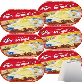 Hawesta Herring Fillets in Mustard Cream MSC Pack of 6 (6 x 200 g Tub) + usy Block