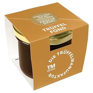 Die Truffelmanufaktur - Feinkost Truffle Stock in Own Brew, Vegetable Broth Vegan and Vegetarian Made from Real Black Truffles, Truffle Juice in 90 ml Glass