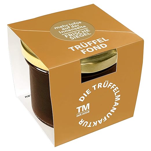 Die Truffelmanufaktur - Feinkost Truffle Stock in Own Brew, Vegetable Broth Vegan and Vegetarian Made from Real Black Truffles, Truffle Juice in 90 ml Glass