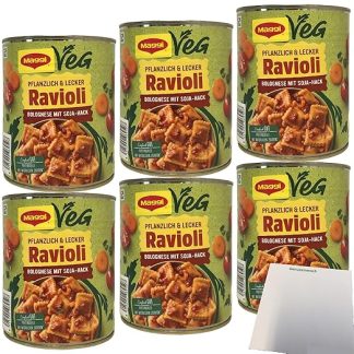 usy Bundle for Maggi Ravioli Bolognese with Soy Hack Vegan Pack of 6 (6 x 800 g Tub) + usy Block