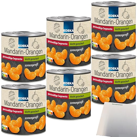 Edeka Mandarin Orange Tins Slightly Sugared Seedless Pack of 6 (6 x 312 g Tub) + usy Block