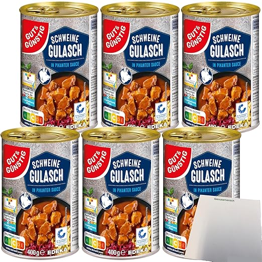 usy Bundle for Good & Cheap Pigs Goulash in Spicy Sauce Pack of 6 (6 x 400 g Tin) + usy Block