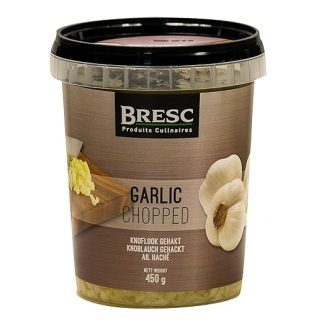 Bresc Garlic Coarsely Chopped - 2 x 450 g - Young Garlic, Pickled in Mild Sunflower Oil, Ready for Instant Use, Fine and Mild Aroma