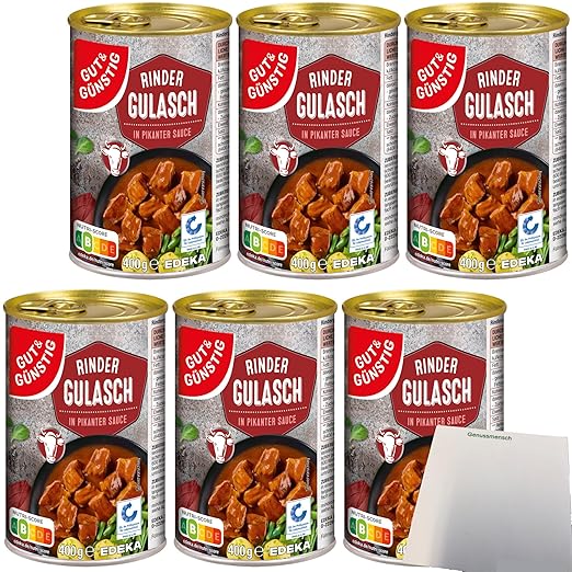 usy Bundle for Gut&Cheap Beef Goulash in Spicy Sauce Pack of 6 (6 x 400 g Tub) + usy Block
