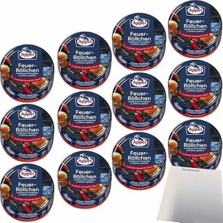 usy Bundle for Appel Fire Rolls Crushed Herring Fillets Shaped into Rolls in Sharp Shashlik Sauce Pack of 12 (12 x 200 g Tub) + usy Block