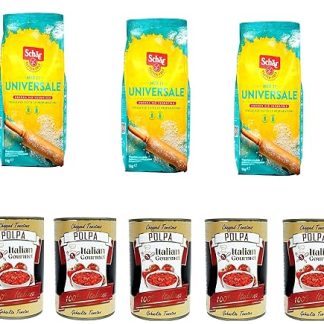 3x Schär Mix it Universal Miscela di Farine Gluten-Free Flour 1 kg + and Italian Gourmet Polpa di pomodoro Fine Chopped Tomato Paste 5 x 400 g