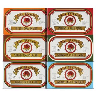 La Rose - Portuguese Fish Canned Set - 6 Types - Sardines - Mackerel - Cod - Portugal