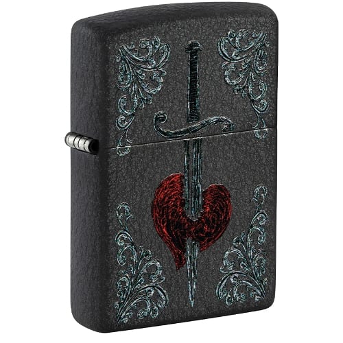 ZIPPO black crackle Heart Dagger Tattoo Design 60006605