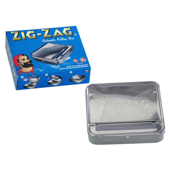 Zigarettenrollbox Zig Zag aus Metall in silber gemustert