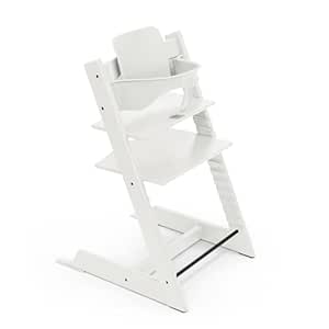 Stokke Tripp Trapp High Chair, White, Includes Chair + Baby Set2 for Children from 6-36 Months, Adjustable, Ergonomic and Easy to Clean