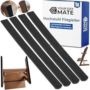 Your Day Mate Felt Pads for Highchair Compatible with STOKKE Tripp Trapp Highchair in Black, Glue, 486 x 22 mm Size Each Leg, Felt Glider Pad Chair Leg