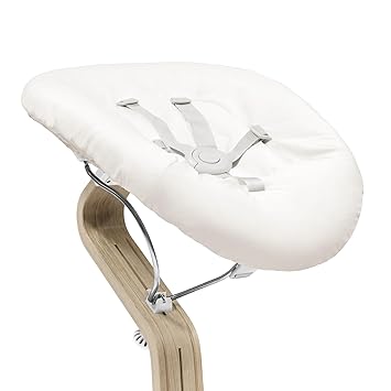 Stokke Nomi Newborn Set, White/Grey Sand - with 5-Point Safety Belt and Reversible, Washable Textile Set - Fits All Stokke Nomi Chairs
