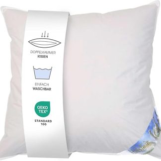 Traumschloss Künsemüller Holstein Pillow 80 x 80 cm with 80% Down, Double Chamber Down Pillow with Outer Chamber and Supportive Inner Chamber, Suitable for Allergy Sufferers and Washable, Filling