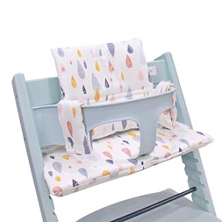 ZARPMA High Chair Cushion Compatible with Stokke Tripp Trapp Chiar Highchair Insert, Cotton Fabric Cover Filled with Cotton Padding (Colorful Drops)
