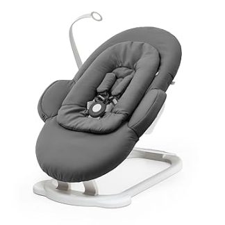 Stokke Steps Seesaw, Herringbone Grey Frame in White - For Babies from 0-6 Months - Allows Independent Bouncing and Soft Weighing Movements - Use alone or with Stokke Steps Chair