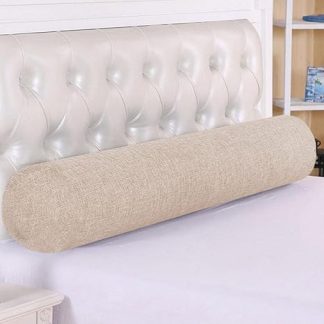 Round Cylinder Bolster Headboard Neck Support Soft Comfortable Lumbar Support Waist Cushion for Sofa Couch Bed Gap Closure (15x100cm, Beige)