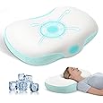 JINXIA Memory Foam Pillow, Neck Contour Pillow Against Shoulder Pain, Ergonomic Orthopaedic Neck Support Pillow for Side, Back and Stomach Sleepers with Washable Ice Silk Cushion Cover