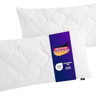 Traumnacht Bamboo Pillow with Bamboo Fibres, Hypoallergenic, Antibacterial Cushion Set with Zip, Consisting of 2 Pillows 40 x 80 cm, Oeko-Tex Certified, Developed in Germany