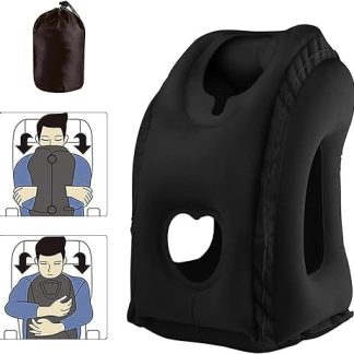 HoaaiGo Inflatable Travel Pillow, Neck Pillow, Aeroplane Pillow, Portable Travel Pillow, Foldable, Comfortable, Multifunctional Travel Neck Pillow for Sleeping on the Plane, Train, Home, Office