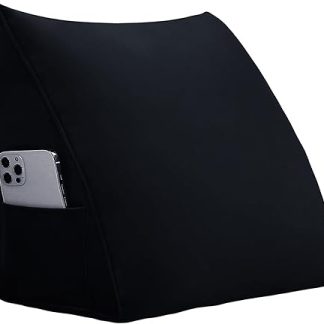 strusery Velvet Wedge Headboard Cushion for Bed - Triangular Backrest Cushion for Reading and Sitting Comfort (Black, 45 x 20 x 35 cm)