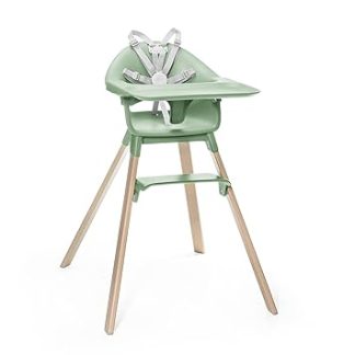 Stokke Clikk High Chair, Clover Green - All-Round Package with Tray & Safety Belt - Lightweight, Robust & Travel Friendly - Ergonomic with Adjustable Features - Ideal for 6-36 Months or up to 15 kg