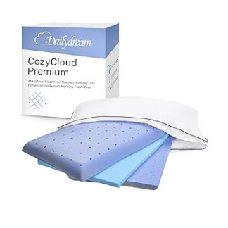 Dailydream CozyCloud Premium Microfibre Cushion with Height-Adjustable Memory Foam Core, 65 x 45 cm