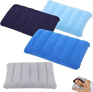 Baieye Camping Pillow, Pack of 4, Travel Pillow, Inflatable Cushion, Comfortable, Soft and Waterproof Air Cushion, Can Be Used for Office Pillow, Car Travel Cushion, Beach Pillow