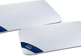 Genius eazzzy Foam Pillow 40 x 80 cm, Height 10 cm, Neck Support Pillow with 2 Hardness Levels + Cooling Gel Foam, Sleeping Pillow for Side, Back and Stomach Sleepers, Double Pack