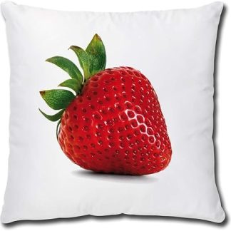 TRIOSK Strawberry Funny Cushion with Strawberry Motif, Sweet Fruit Fruit Motif, Gift for Strawberry Lovers, Women, Girlfriend, Decorative Cushion, 40 x 40 cm