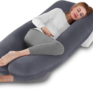 Aevcvok Pregnancy Pillow, U-Shaped Full Body Pillow, Nursing Pillow, Support Pillow and Pregnancy Pillow for Pregnant Women with Removable Cover, 140 x 70 cm (Purple, Velvet)