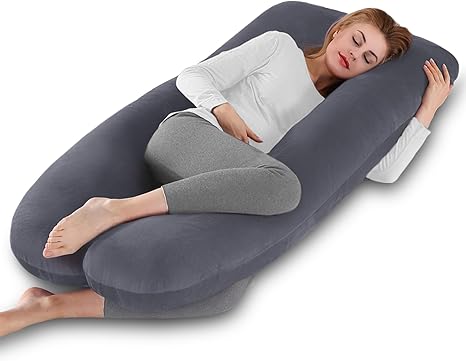Aevcvok Pregnancy Pillow, U-Shaped Full Body Pillow, Nursing Pillow, Support Pillow and Pregnancy Pillow for Pregnant Women with Removable Cover, 140 x 70 cm (Purple, Velvet)