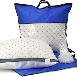 Set of 2 pillows, 80 x 80 cm, cover: 100% cotton, 1600 g microfibre filling, firm and supportive sleeping pillow, bed pillow for allergy sufferers, side sleepers, breathable, comfort, high quality