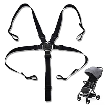 5 Point Safety Belt, Adjustable High Chair Strap for Stokke Tripp Trapp Strap, for Pushchair, Dining Room Chair (Black)