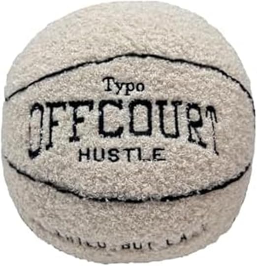 Baeroprki Offcourt Basketball Cushion, Basketball Shaped Cushion, Teddy Fleece, Embroidered Basketball Throw Cushion, Fluffy Plush Animal C