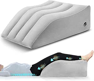 PleasurePeak Vein Elevator Pillow, Inflatable Leg Elevator Pillow, Comfortable Wedge Pillow for Sleep, Improve Circulation, Grey, Portable