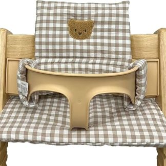 Seat Cushion for Stokke Tripp Trapp High Chair, Non-Slip High Chair Seat Cushion Set, Organic Cotton Baby Seat Cushion, Replacement Cover Seat Cushion for Highchair, Baby Chairs with Bag (02)