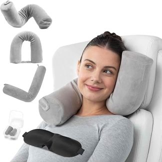 EPROICKS Aeroplane Neck Pillow - Can Bend Memory Foam Travel Pillow, Adult Neck Pillow for Car, Trains, Travel (Grey)