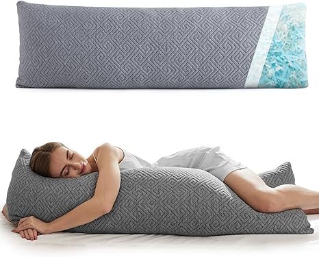 NOFFA Side Sleeper Pillow 39 x 137 cm Long Pillow for Side Sleepers with Crushed Memory Foam Pregnancy Pillow Viscoelastic Foam Body Pillow with Cover, Adjustable Filling