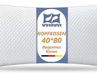 WVIOWVI Pillow 40 x 80 cm, Height-Adjustable Pillow 40 x 80 cm, Cooling Pillow, Anti-Allergic Sleeping Pillow, Suitable for Side Sleepers, Back Sleepers and Stomach Sleepers (White, 40 x 80 cm)