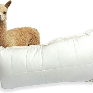 Basic Line Alpaca Pillow, Quilted with Temperature-Regulating Alpaca Wool and Filled with Elastic Fibre Beads, for a Restful Sleep, 40 x 80 cm, Medium Firm and Relatively High
