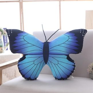 Beautiful Butterfly Cushion Realistic Butterfly Plush Toy Fluffy Stuffed Animal Cushion Toy Stuffed Gift for Children Adults (40 x 30 cm) (Blue)