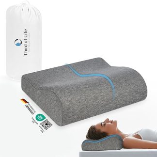 Travel Pillow Memory Foam, Ergonomic Travel Pillow, Soft Neck Support Pillow for Children, Adults, Allergy Sufferers, Neck Pillow Travel, Small Pillow for Car, Aeroplane Camping, Travel Pillow