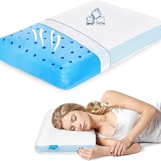 Cooling Memory Foam Pillow for Sleeping, Neck Support Pillow for Neck Pain, Orthopaedic Neck Support Pillow, Ergonomic Bed Pillow with Bamboo Cover for Side, Back and Stomach Sleepers
