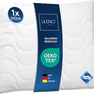 LILENO HOME Pillow 80 x 80 cm - Pillow 80 x 80 cm for a Restful Sleep - Bed Pillow 80 x 80 cm Boil-Proof up to 95 °C and with Antibacterial Equipment - Allergy Sufferers Pillow as Pillow 80 x 80 cm